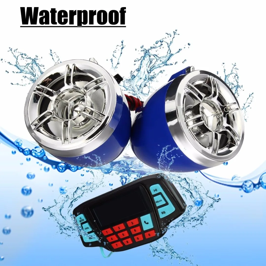 Newest 12V Bluetooth Motorcycle Handlebar Audio System FM Radio MP3 Speaker USB