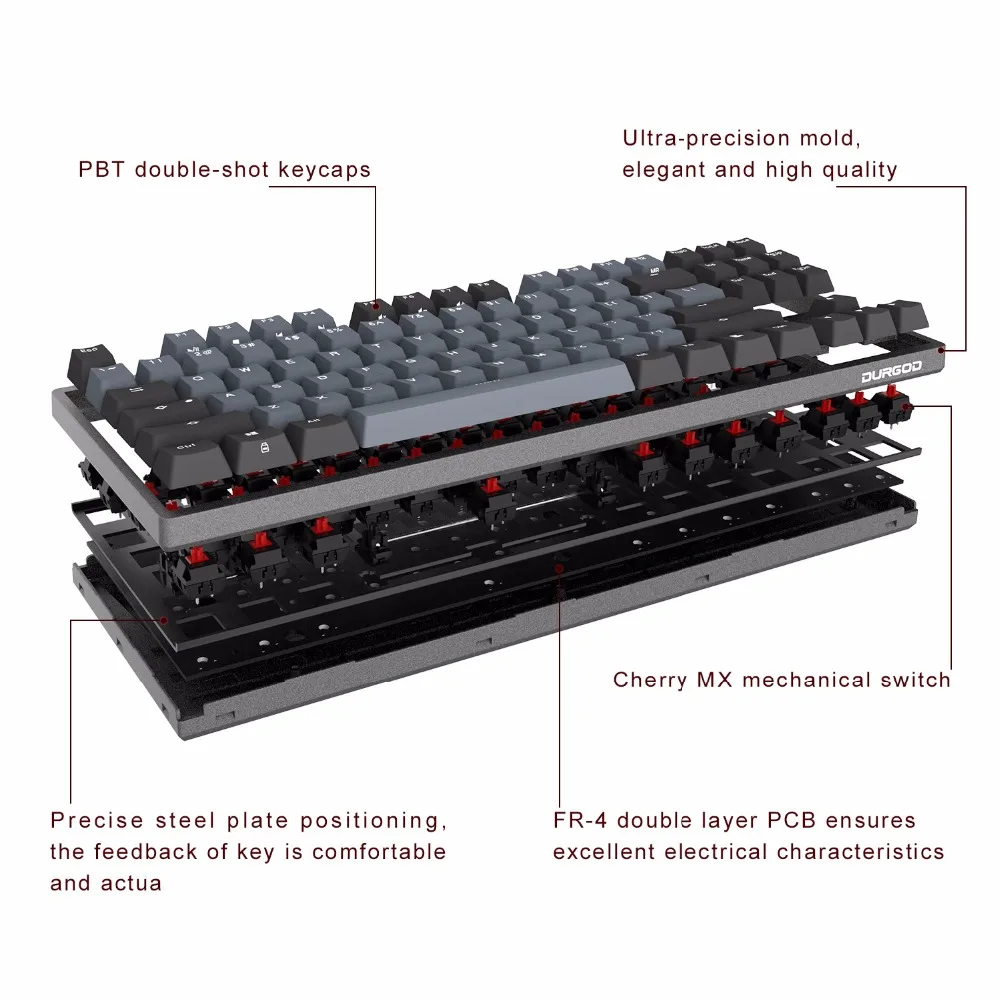 Механическая клавиатура DURGOD Type writer Cherry MX красные переключатели интерфейс C