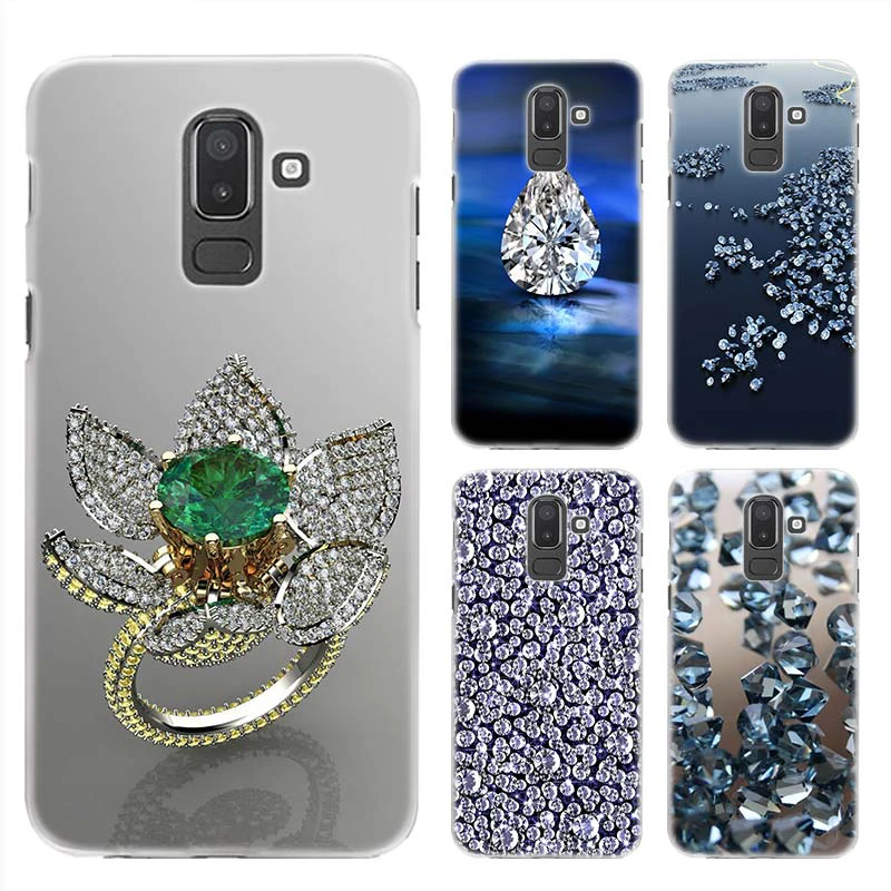 

Just Print for Samsung Galaxy A6 A8 Plus A7 2018 J4 J6 J8 Plus 2018 Hard Clear High-quality PC Coque Cover Shell Diamond Ring