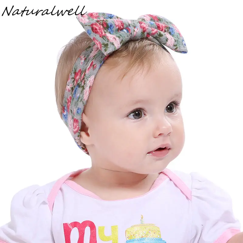 Naturalwell Baby Cotton Headband Girls Knotted Head Wraps Knit Flower