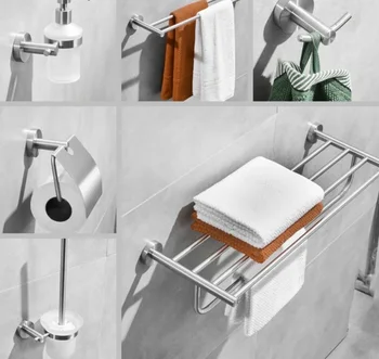 

304 Stainless Steel Bathroom Set Bath Holder Toilet Paper Holder Toilet Brush Bath Towel Holder Soap Holder Hardware Set