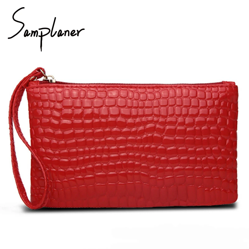 

2017 Crocodile Small Women Clutch Bags PU Leather Lady Wristlet Mini Handbags Fashion Casual Mobile Phone Bag Female Evening Bag