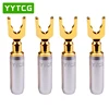 YYTCG 4 Pcs/lot Type Y/U bouchons de haut-parleur en cuivre pur 24k connecteur de câble de haut-parleur plaqué or connecteur banane ► Photo 2/6