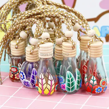 

500pcs 8-15ml Polymer Clay Glass Essence Oil Diffuser Perfume Empty Bottle Car Hang Decoration Tourist Souvenirs