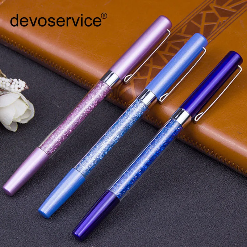 

Cute New Crystal Gel Pen Colorful Diamond BallPen Fashion Black Ink Advertising Metal Sign Pens For School Office Student Gifts