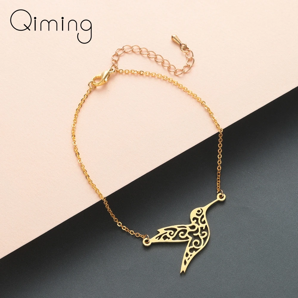 Животное Колибри браслет с ласточкой геометрический оригами летающая птица браслет из цепочек для женщин девочек ювелирные изделия подарок на день рождения