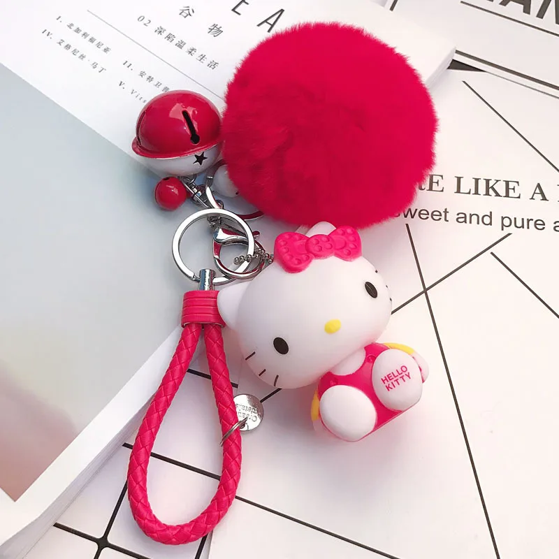 Брелок Hello Kitty с помпоном для ключей Porte брелок для сумки автомобиля мультфильм меховой шар брелок chaviro подарок для женщин