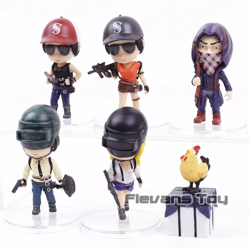  PUBG Playerunknown's BattleGrounds Q Version Mini PVC Action Figures Toys Car Decoration Dolls 6pcs