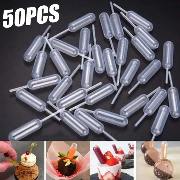 

50pcs/set 4ml Ice Cream Jelly Milkshake Droppers Pipette Disposable Straw Mousse Dessert Tools Kitchen Tools