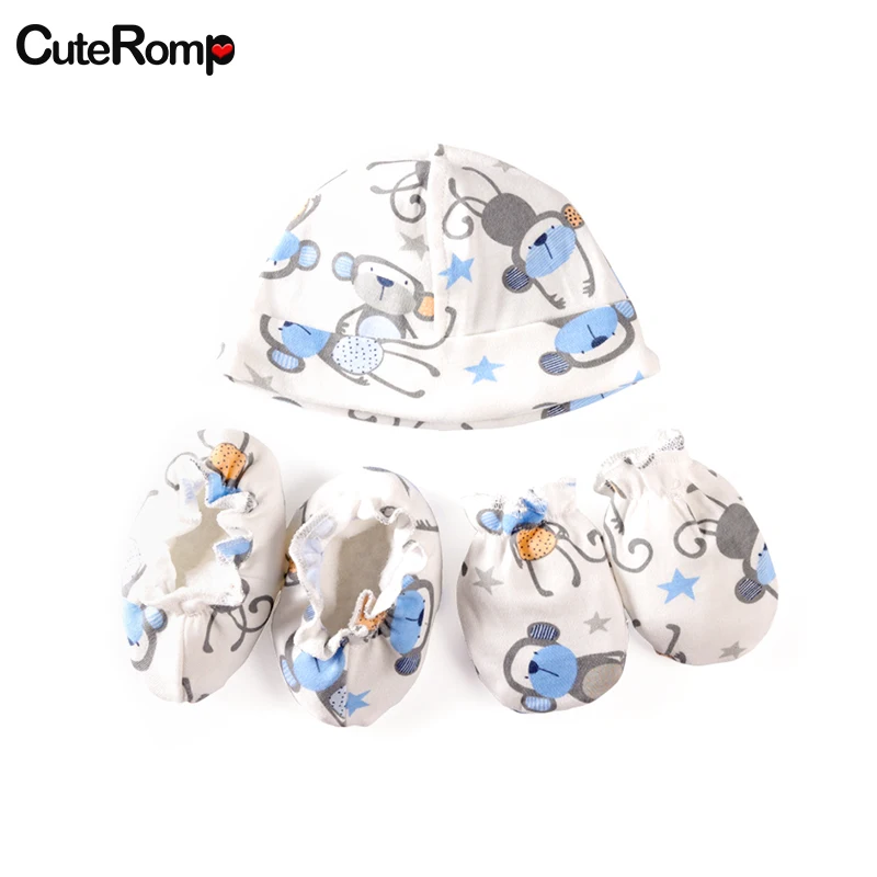 

3 Piece Baby Glove Anti-grasping Gloves + Hat + Foot Cover Newborn Protection Face Cotton Anti Scratching Gloves Newborn Mittens