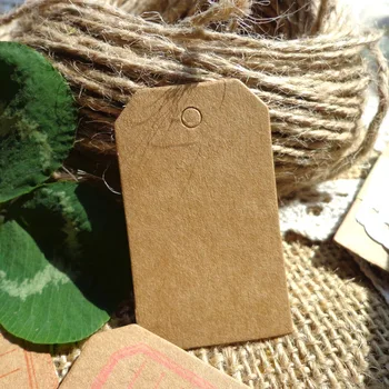 

Wholesale 500pcs Mini Kraft Blank Hang Tag 3x5cm Hemp String Included Paper Wedding Party Cards Retro Kraft Gift Tag Garment Tag