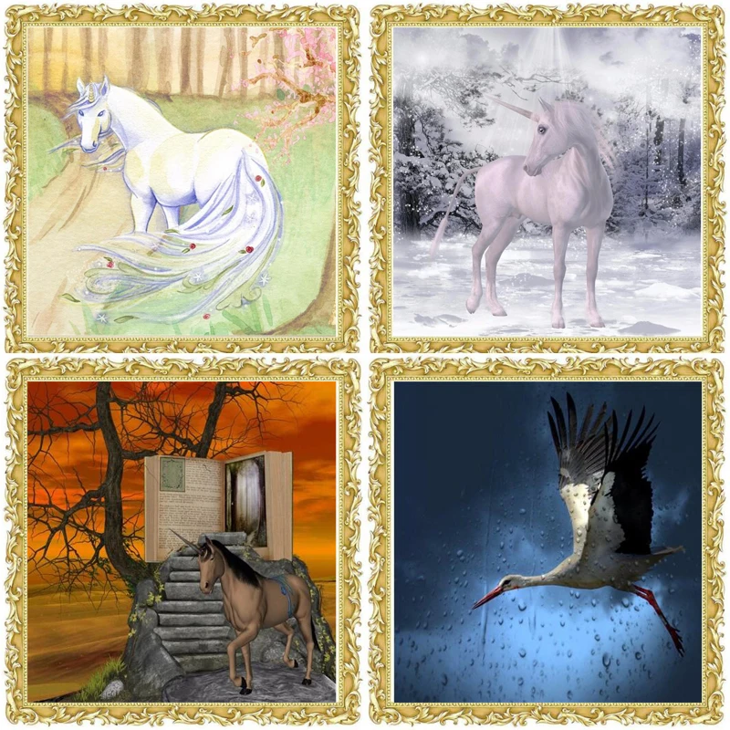 2018 new DIY Diamond Painting Cross Stitch Craft Kit round Resin Rhinestones Wall Decor for Living Room Decoration Horse fc1796 | Дом и сад