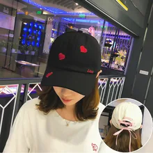 Летние Бейсбол Кепки для Для женщин сердце шляпа c вышивкой, для отца, модный, с бантом, в стиле «хип-хоп» для девочек Шапки хлопок Для женщин бантом Регулировка ремешка