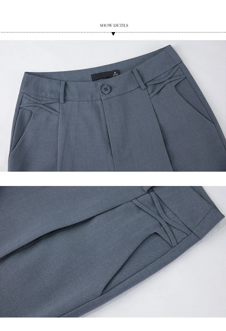 Verão para Mulheres Tornozelo-comprimento da Calça Acrmrac Cintura Oriente Calças Novo Estilo Cor Sólida Magro Tamanho Grande Soltas Harem Pants Calça Casual 8 das Mulheres cor Sólida Magro tamanho Grande