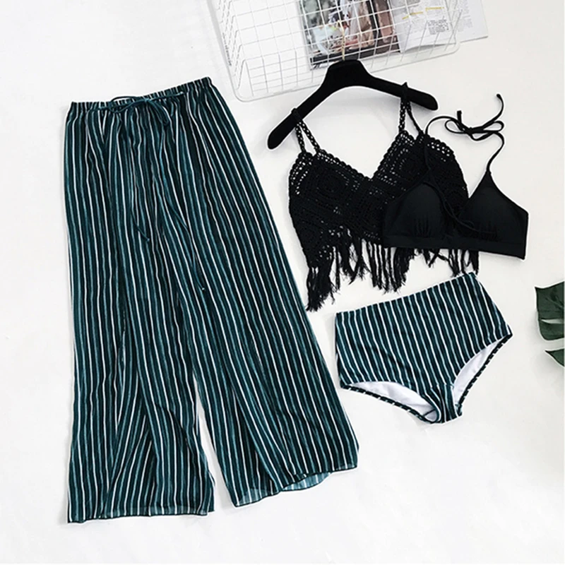 

2018 Promotion Fission Three Slip Type Bikini Little Sweet Wind Block Belly Show Thin Conservative Boxer Swimsuit For A Holiday