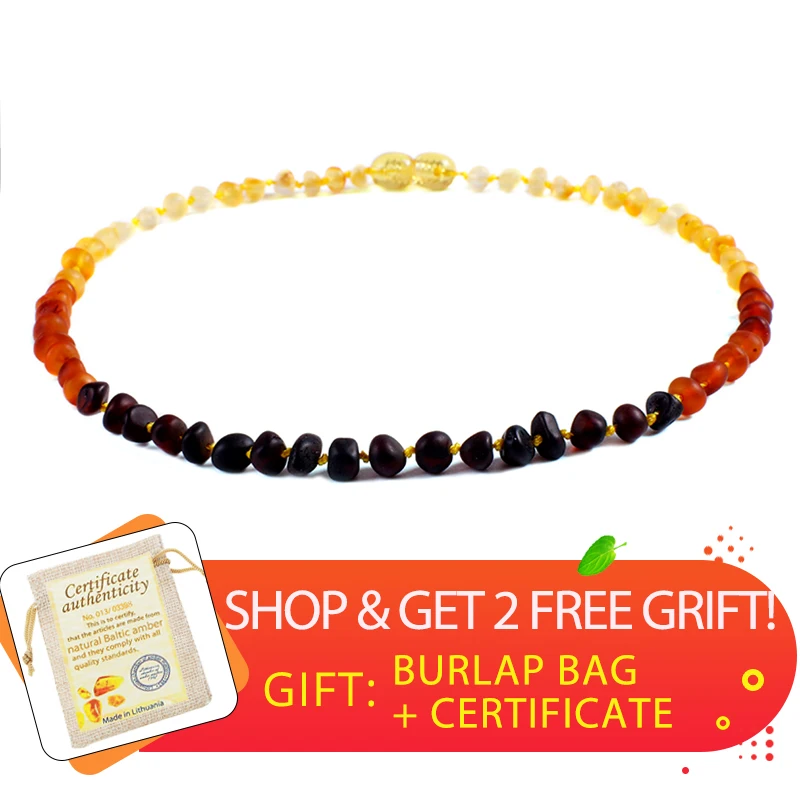 

33/37CM 5 Colors Original Raw Amber Teething Necklace for Baby Authentic Natural Amber Stone Necklaces Jewelry Have Certificate