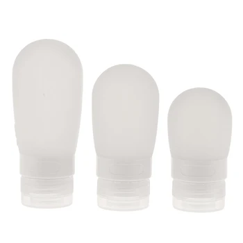 

MagiDeal 3Pcs High Quanlity White portable Silicone Travel Press Bottle for Lotion Shampoo Bath Container Hot Selling