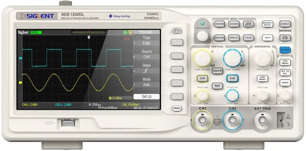 

FREE SHIPPING SIGLENT SDS1202DL 200MHz Digital Oscillograph Oscilloscope 2 channels 7"display 32Kpts memory 500Msa/s
