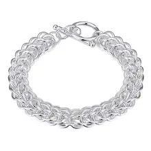 Настоящий 925 серебряный браслет, очаровательные ювелирные изделия для девушек-подростков, подарок, браслеты для девочек, ювелирные изделия, рождественские подарки, Круглый Серебряный браслет-цепочка