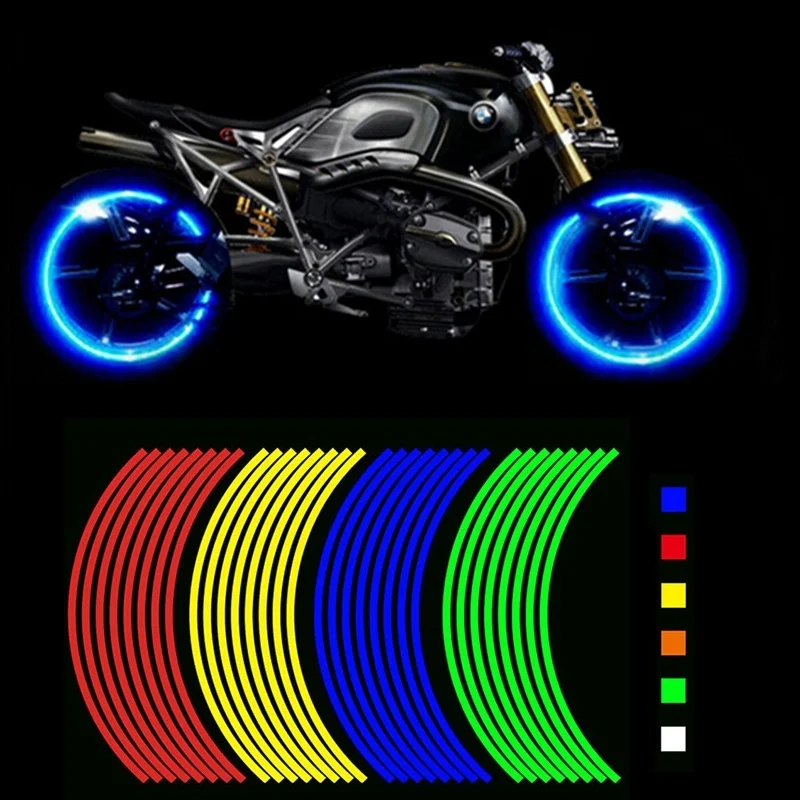 

Strong Sticky 16 Strips Reflective Motocross Bike Motor Sticker for 14' 18' Motorcycle Auto Wheel Rim Moto Car Styling Sticker