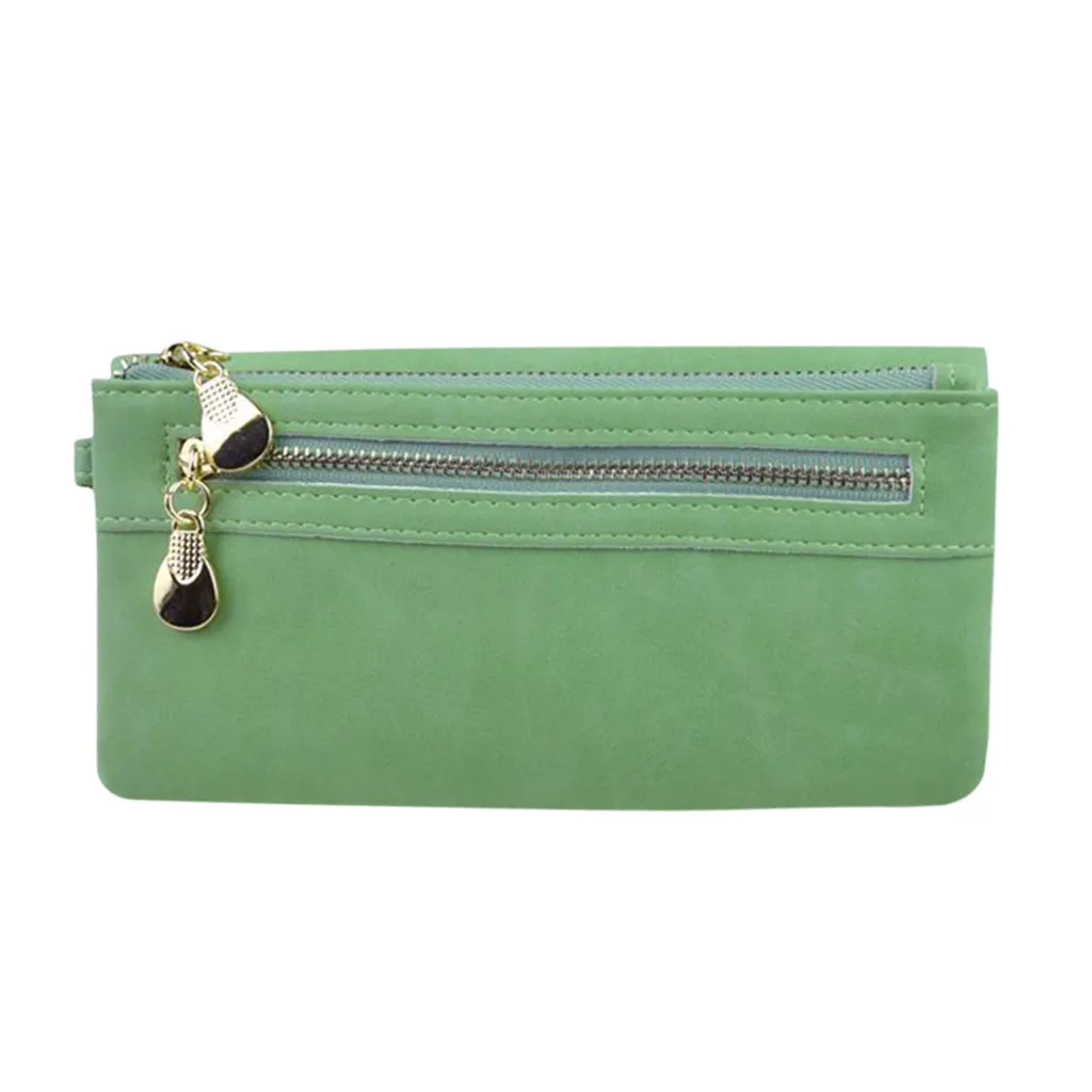 Maison fabre сумка кошелек Для женщин мульти-Функция Чехол для мобильного телефона длинный кожаный кошелек чехол, двойная молния, можно носить в руке - Цвет: Light Green