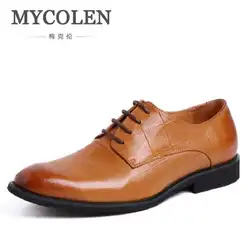 MYCOLEN/Новинка; Брендовые мужские оксфорды; кожаная официальная обувь; цвет красный, коричневый, черный; мужская обувь с круглым носком;