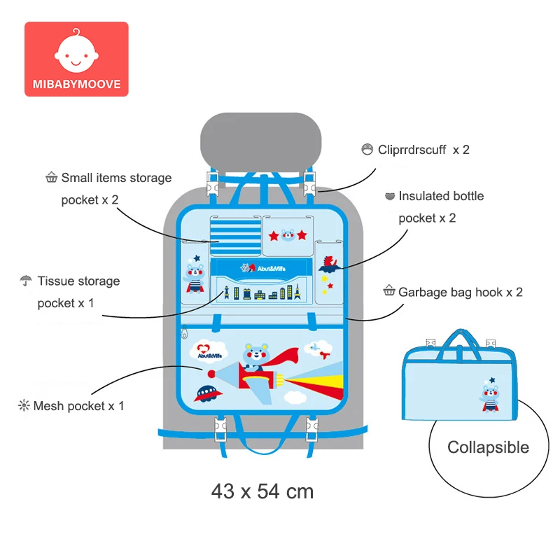 Мультяшная автомобильная сумка для хранения на заднее сиденье, органайзер для ребенка, органайзер для автомобиля, задний органайзер, карман для детей, автомобильные аксессуары для интерьера