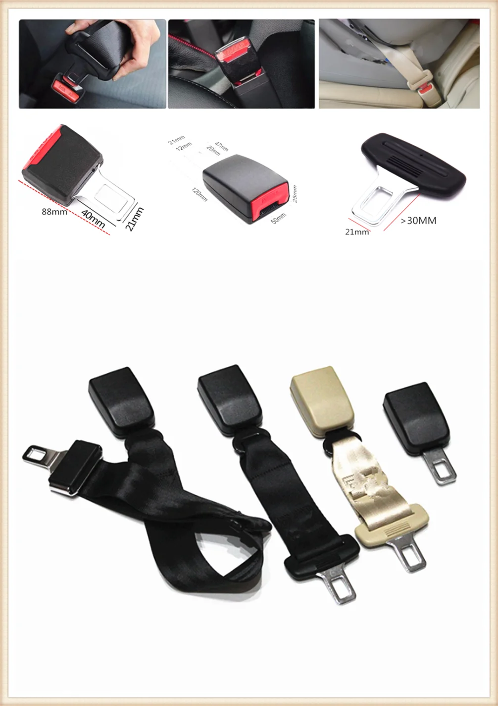 

car parts safety belt lock core plug extension joint universal buckle for Toyota 4Runner Sienna Sequoia Prius GR Camry i-TRIL