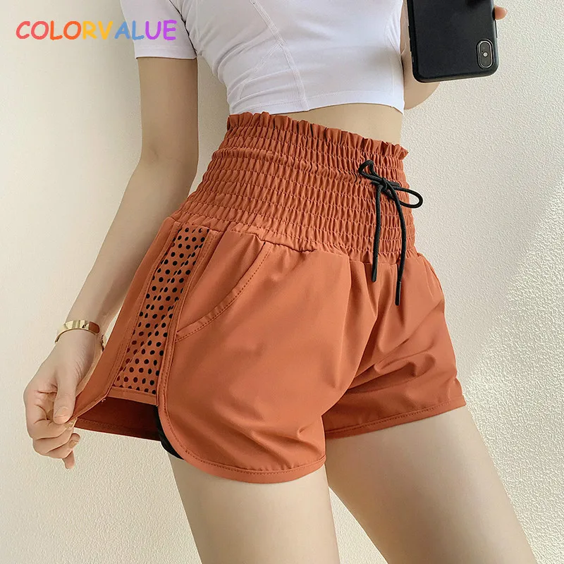 

Colorvalue High Waist with Drawstring Gym Jogger Sports Shorts Women Loose Fit Plus Size Yoga Workout Fitness Shorts with Pocket