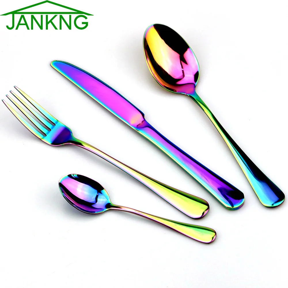 Столовая посуда из нержавеющей стали JANKNG 4 шт./компл. Черная Радуга|Столовые