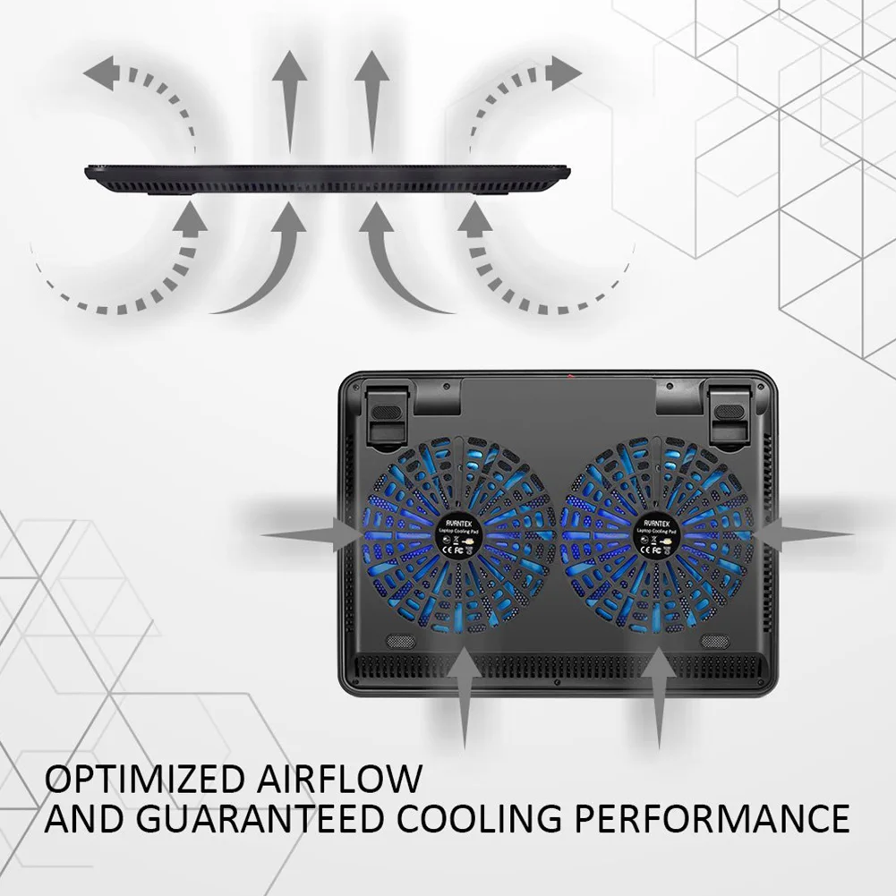 Low Noise Impact Resistant Ultra Slim Laptop Led Cooling Pad USB Nonslip Adjustable Mounts Portable Metal Panel Fit Below 17inch |
