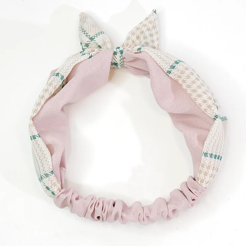 6Chiffon Bunny Ears Baby Girl Hairband High Elastic Comfort Newborn Toddler Headband Fashion Floral Print Headwear Hair Accessories