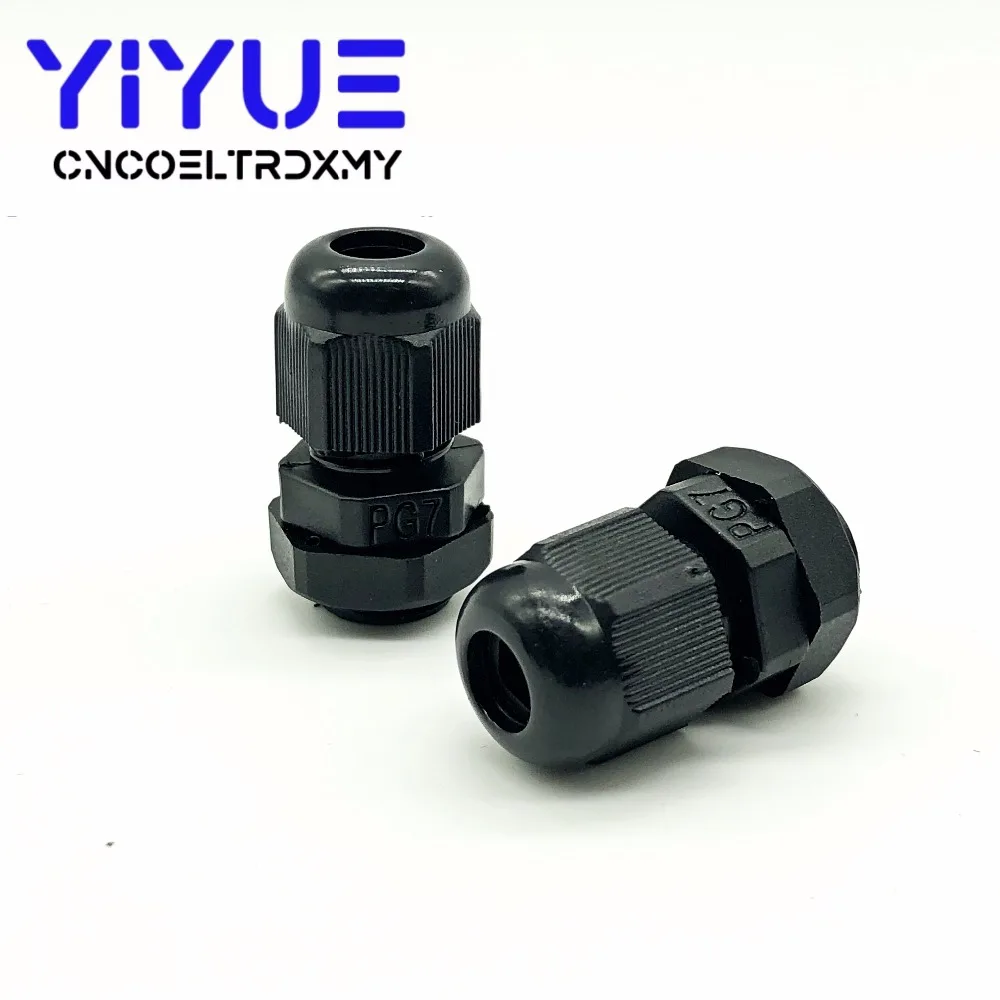 10/20pcs IP68 PG7 for 3-6.5mm Wire Cable CE White Black Waterproof Nylon Plastic Cable Gland Connector