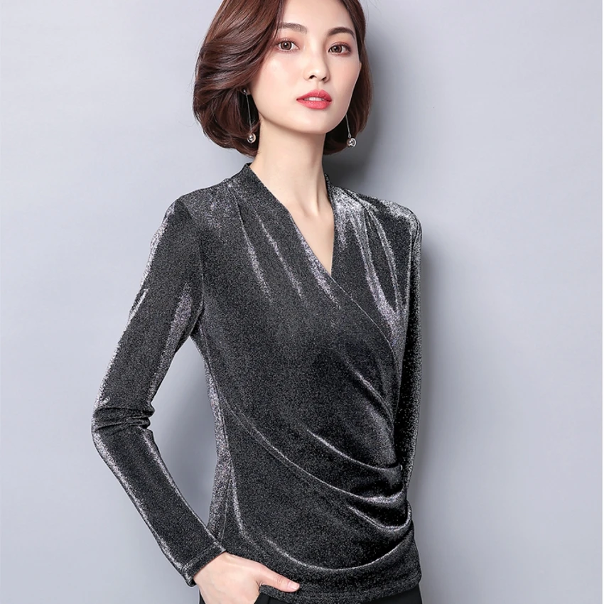 

Korean Loose Pullover Tshirt Sequined 2019 Spring Summer Women Long Sleeve Top Shirt Clothes Camiseta Mujer T93730