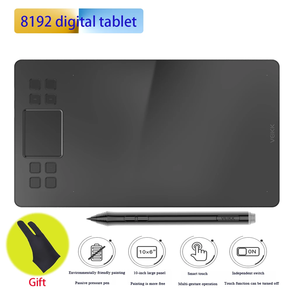  VEIKK A50 Tablets digitales TYPE-C USB firma gráficos dibujo pluma tableta OSU juego batería-gratis