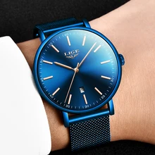 LIGE New Mens Watches Top Brand Luxury Waterproof Wrist Watch Ultra Thin Date Quartz Watch For Men Sports Clock Erkek Kol Saati new mens stainless steel date military sport quartz analog wrist watch mens watches top brand luxury bayan kol saati watch men