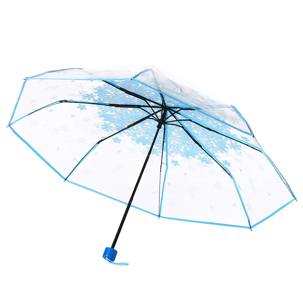 1 шт., трехслойный женский прозрачный зонт с изображением гриба вишни, Аполлона сакуры, складной зонт от солнца, дождя,$5