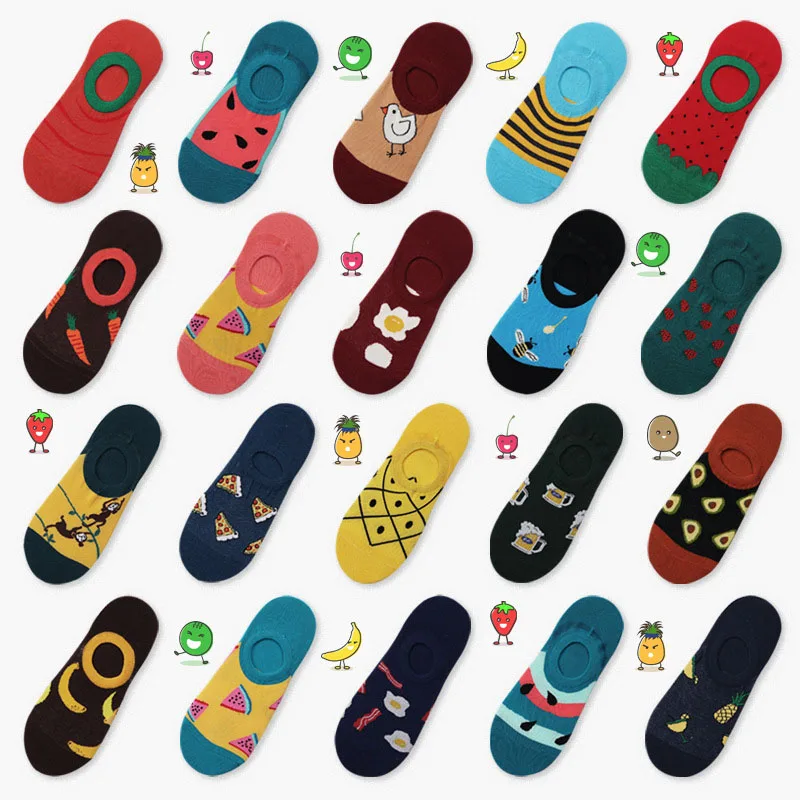 

2019 Spring/Summer New Product Fashion Korean Creative Harajuku Women Socks Cute Refreshing Fruit Shallow Stealth Socks Women