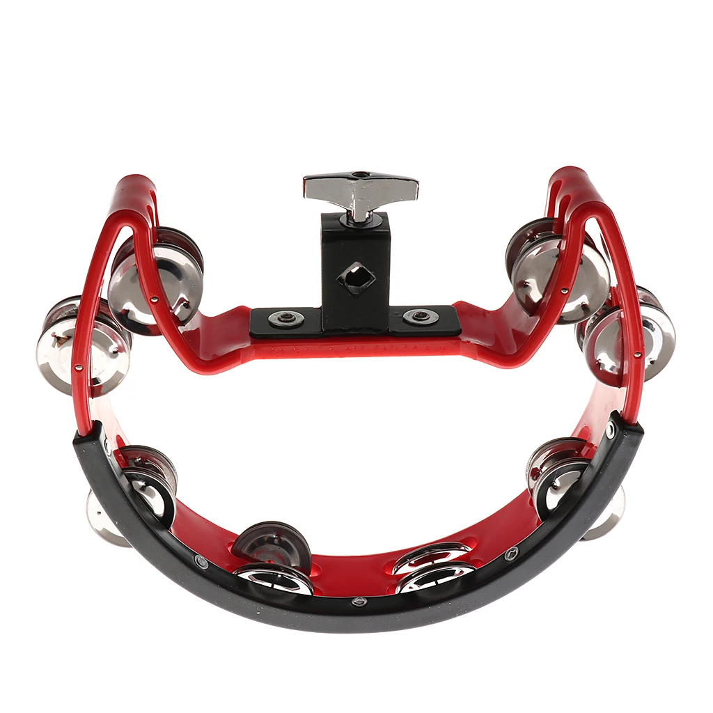 Tambourine Rattle Percussion with Clip Holder for Stage Performance Accompaniment
