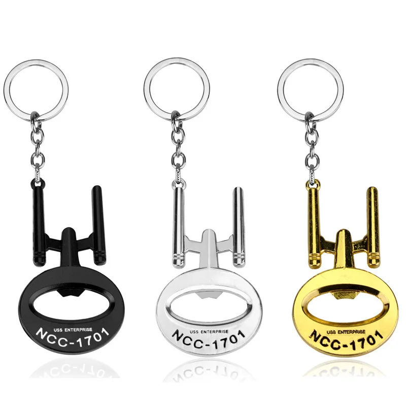 

MQCHUN Star Trek Bottle Opener Keychain Star Wars USS Enterprise NCC 1701 Spacecraft Pendant Key Ring Key Chain Holder Jewelry