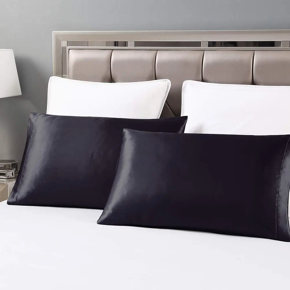 

1 Pair Pillow Case Concise Solid Color Silky Soft Pillow Case Silk-like Smooth Bed Pillow Case bed linings bedroom Supplies