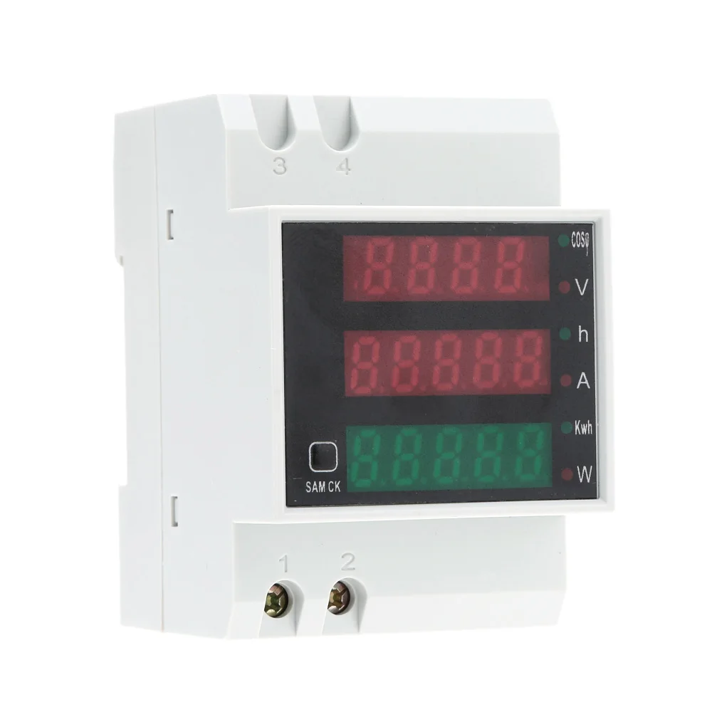 AC80-300V-100A-Ammeter-Voltmeter-Multi-functional-Digital-Din-Rail-Current-Voltage-Power-Factor-Meter-Ammeter