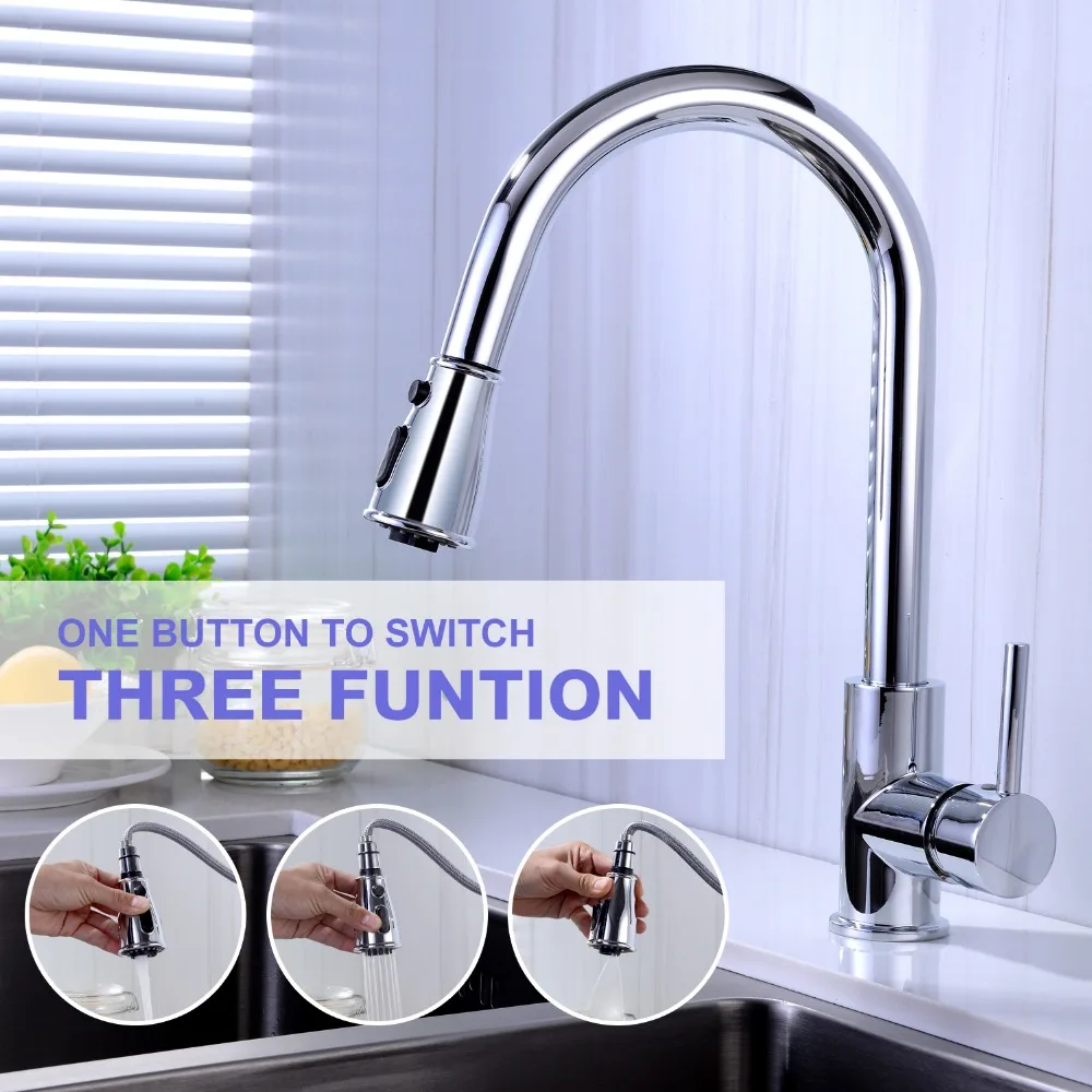 

HPB Kitchen Faucet Pull-out Kitchen Faucets 3 function Tap for Sink Single Handle Deck Mounted Hot And Cold Water HP4180