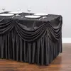 White luxury Table Skirt With Swag for Wedding Use Wedding Table Skirting with drape 3