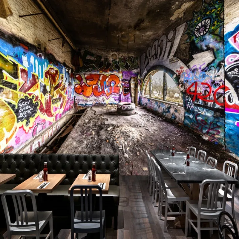 Custom 3d Mural Modern Fashion Street Art Graffiti Bar Ktv Mural