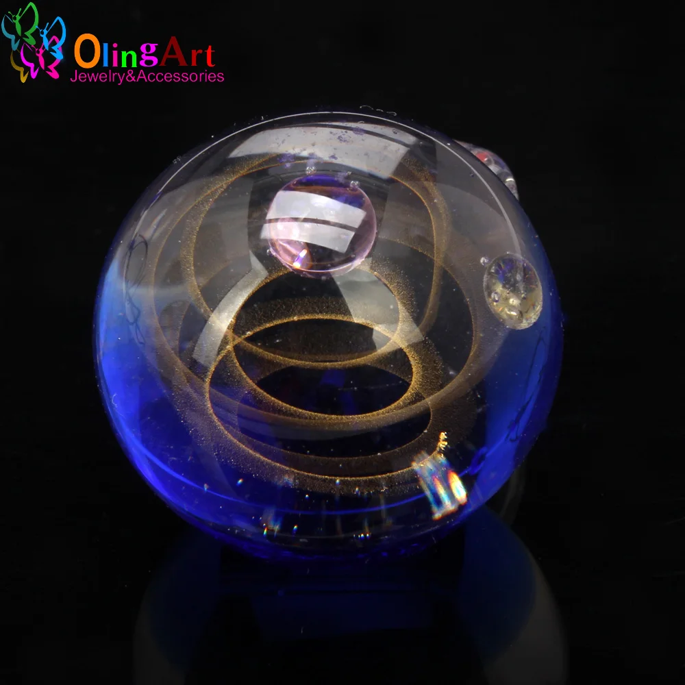 

2018 New Lamp work beads 1PCS Dia 23MM Round Fantastic Starry Milky Way shape Hand made glass Pendant DIY Jewelry making