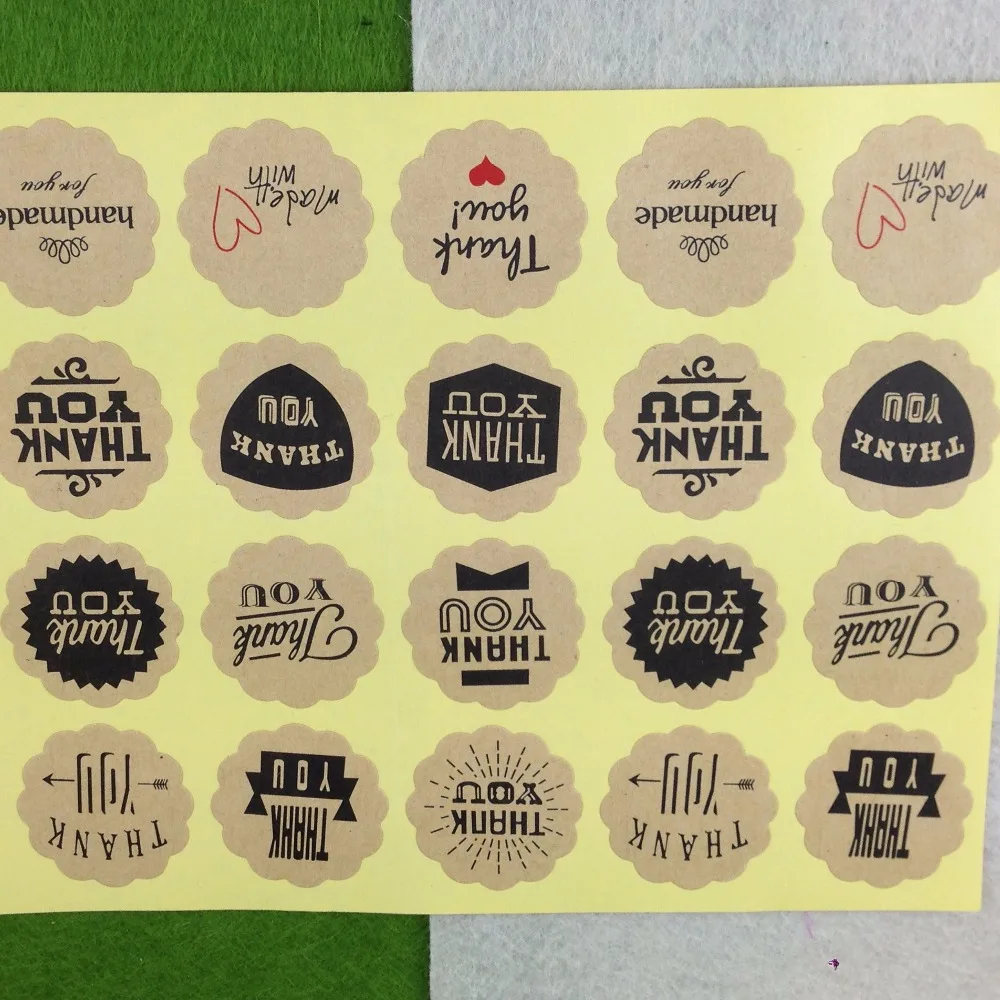 

100Pcs/Lot 3cm Thank You Handmade Cake Packaging Sealing Label Kraft Sticker Baking DIY Work Gift Stickers