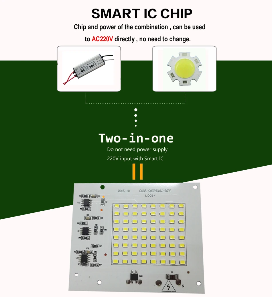 DIY светодиодный Лампа накаливания SMD 10W 20W 30W 50W светильник чип 230V Вход непосредственно умная ИС(интеграционная схема) подходит для DIY светодиодный прожектор светильник Холодный белый/теплый белый/белый