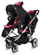 Minnie mouse light twin stroller baby stroller double front and rear folding stroller can be used separate baby carriage