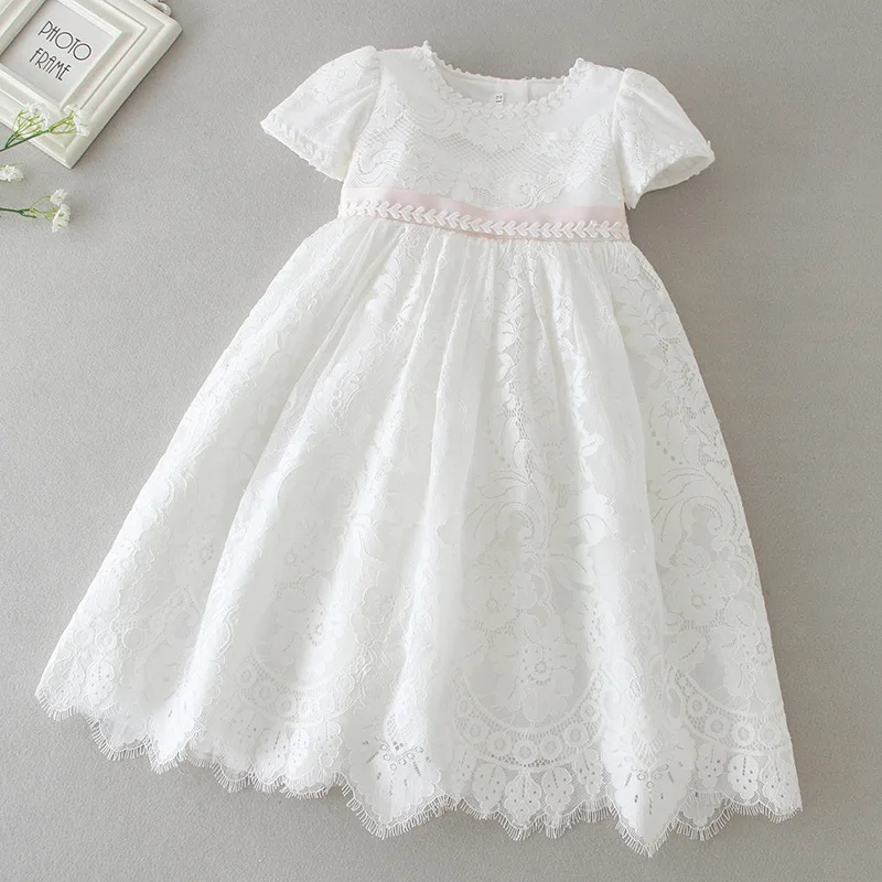 2019 Summer Newborn Baby Girls Baptism Dress Full Lace Infant Baby Girl